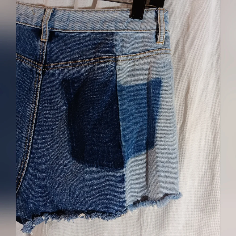 Pacsun Womens 28 Shorts High Rise Blue Jean Patch Denim Boho Festival Hippie